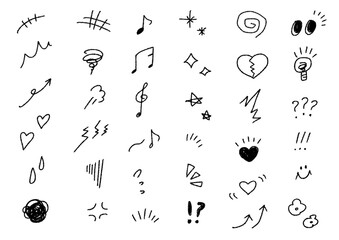 手書きのかわいい記号・絵文字装飾セット