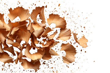 Pencil shavings scattered on black background artistic texture