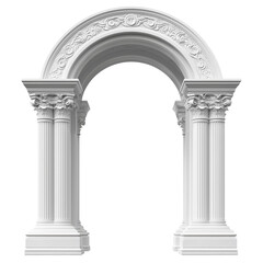 Fototapeta premium Greek-style arch white isolated on transparent background, Clipart png