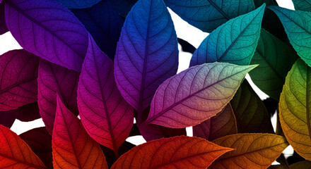 Rainbow Leaves Abstract Illustration With Color Gradient Transparent PNG