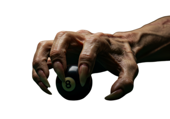 Realistic Hand Of The Monster Holding Billiard Ball Illustration
