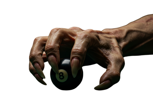 Realistic Hand Of The Monster Holding Billiard Ball Illustration