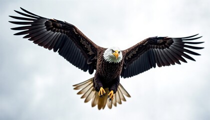 Fototapeta premium Bald eagle soaring with wings spread.
