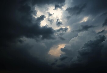 Fototapeta premium Dark, stormy cloudscape, dramatic lighting, ominous sky, heavy clouds, cloudscape