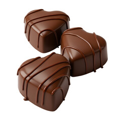 Obraz premium Realistic 3D Illustration of Chocolate Heart Candies on Transparent Background
