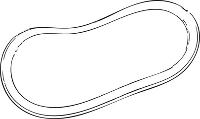 Illustrated Double Lined Abstract Peanut Shape Design on a White Background Surface