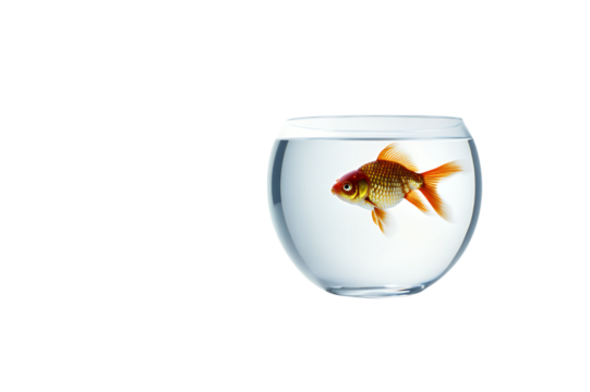 Goldfish leaping from a glass bowl, a golden pet embracing freedom from its small aquarium
