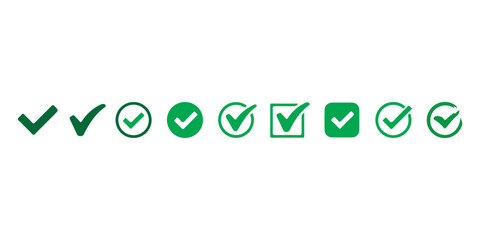 Checkmark and Cross Icon Button Set – Yes or No Symbols in Green and Red Boxes.