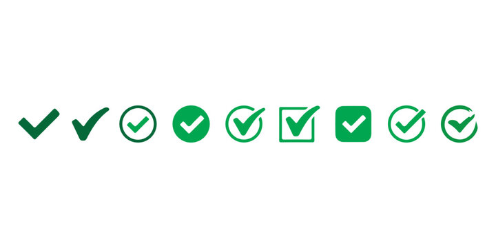 Checkmark and Cross Icon Button Set – Yes or No Symbols in Green and Red Boxes.