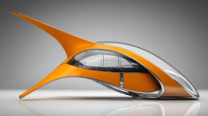 Fototapeta premium Modern, futuristic vehicle design in vibrant orange.