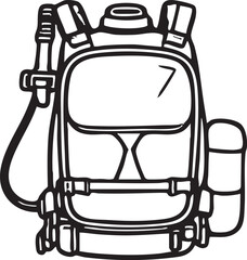 Isolated Line Art Backpack Illustration on White Background in Clean Style Design
