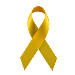 Isolated Yellow Ribbon Symbol on Black Background a 3D Rendered Illustration