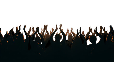 Silhouette Crowd Clapping Hands Abstract Illustration In Warm Golden Light