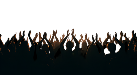Silhouette Crowd Clapping Hands Abstract Illustration In Warm Golden Light