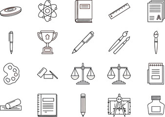 Education supplies and school objects vector icon collection
