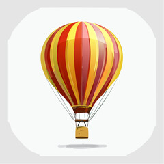 Naklejka premium Vibrant hot air balloon ascending gracefully against a pristine white backdrop illustration