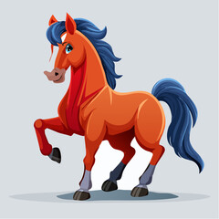 Cartoon Horse with Vibrant Colors and Dynamic Pose, Perfect for Children's Illustration