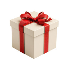 Gift box with red ribbon isolated on transparent background, Clipart png