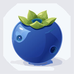 Stylized Blueberry Illustration with Vibrant Colors and Playful Design Elements on White Backdrop