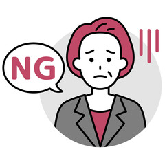 中年のスーツの女性のアイコン（NG）