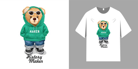 Teddy bear graphic t-shirt design maker. Cute teddy bear. Bear vector artwork for t-shirts and more.