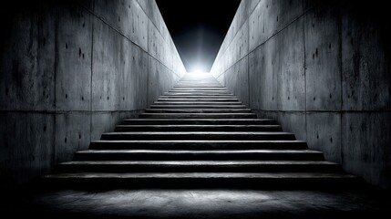 A staircase is shown in a dark room