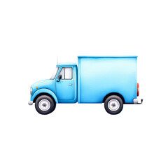 Fototapeta premium Cartoon blue delivery truck illustration