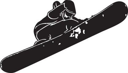 Snowboarder Airborne Graphic Silhouette on White Background Winter Sport Illustration