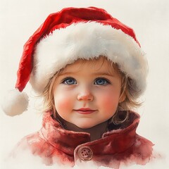 Little child with wearing Santa costume.