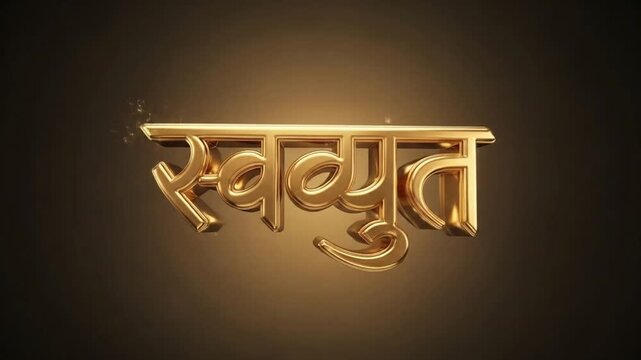 Hindi Swagat Gold Calligraphy Logo on Marble Background &ndash; Elegant 3D Welcome Typography