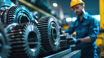 A man in a hard hat working on machinery in a factory.