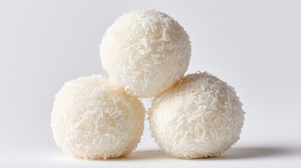 Delicious coconut ladoos a traditional indian sweet dessert for diwali celebrations, Indian Traditional Sweet Motichoor laddoo also known as Boondi Laddu or Motichur Laddoo on a white background