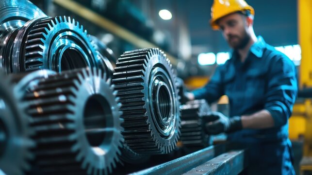 A man in a hard hat working on machinery in a factory.