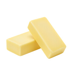 Realistic 3D Render of Two Yellow Butter Blocks Isolated on Transparent Background