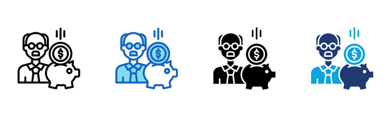 Retirement Savings icon Multi Style Vector Illustration