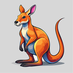 Vibrant kangaroo cartoon illustration with dynamic pose and detailed line work on a grey background