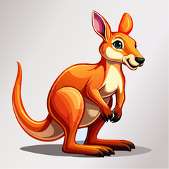 Delightful orange kangaroo cartoon illustration standing in a cheerful pose with a smile