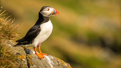 Close-Up of Puffin Bird with Bright Beak