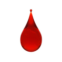 Realistic 3D Rendered Red Droplet Isolated on Transparent Background