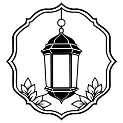 Islamic Lantern Side View with Floral Border 