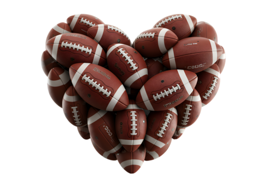 Realistic 3D Illustration Of American Footballs Heart Shape On Black Background - Powered by Adobe