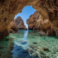 Fototapeta premium Coastal cave water cove outdoors