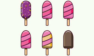 Colorful Ice Cream & Popsicle Icon Set | Cute Summer Dessert Illustrations & Sweet Treat Graphics

