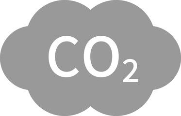 CO2（二酸化炭素）排出のシンプルなアイコン、雲の形