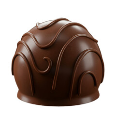 Obraz premium Realistic 3D Render of a Chocolate Truffle on Transparent Background