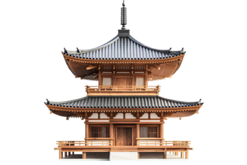 Japanese temple on transparent background. 3d rendering with clipping path.