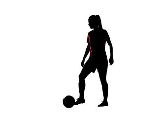Silhouette Of A Football Player Kicking The Ball In The Dark Photo