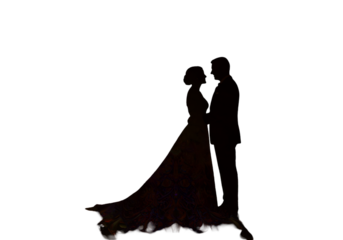 Silhouette Of A Romantic Couple Illustration With Transparent Background