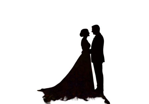 Silhouette Of A Romantic Couple Illustration With Transparent Background