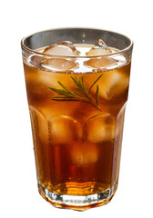 Refreshing Iced Drink With Ice Cubes And Rosemary Isolated On Transparent Background